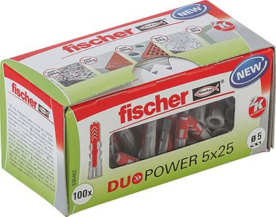 Dилe за ѕид Fischer DuoPower 5mm, пластика, пакување 100 парчиња