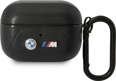 Mbulesë kufjesh BMW Leather Curved Line për AirPods Pro, lëkurë ekologjike, e zezë