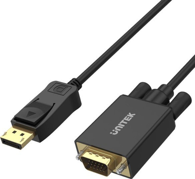 Adapter video Unitek Y-5118F, DisplayPort në VGA, 1.8m, i zi