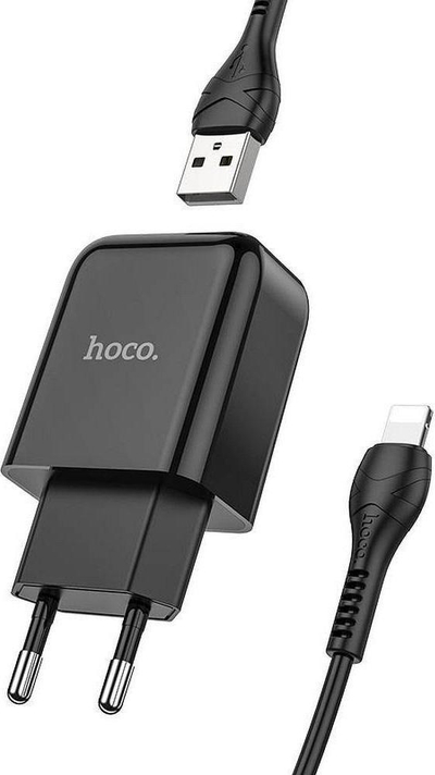 Karikues muri Hoco N2, 1x USB A 2.1A, kabllo USB A në Lightning, i bardhë