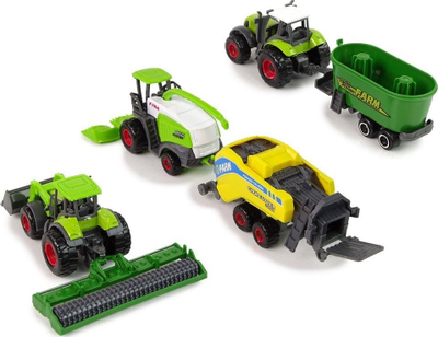 Set lodrash bujqësore Leantoys Farm Set, 6 makina ferme, metal die cast, shumëngjyrësh