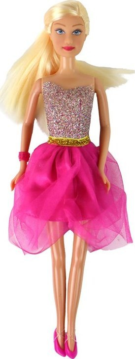 Kukull Leantoys Lucy, fustan rozë me shkëlqim, këpucë, rozë