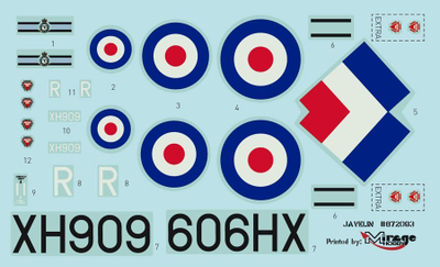 Model aeroplani Mirage Gloster Javelin F Mk9, plastik, për montim