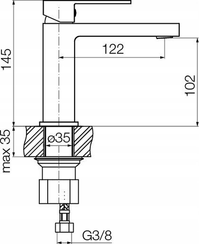 Rubinet lavamani Valvex ARS 2420350, me trup katror, krom