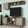 Mobilje TV Fayetteville, set muri për TV deri 60", dru walnut, detaje të bardha
