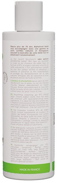 Xел за нега и чистење за бебиња Alphanova Baby Organic, 200 ml, за тело и коса