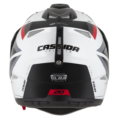Helmetë moto CASSIDA Tour 2.0 X-tra, turistike adventure, e bardhë e kuqe e zezë matte, madhësia S