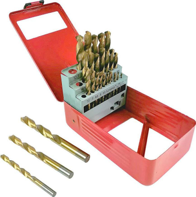 Set frezash për hekur Silver EX10424, 29 copa, titani, 1.5-27mm, kuti e kuqe