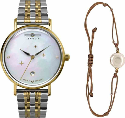 Orë dore për femra Zeppelin Luna 7131M-5, çelik inox, rrip metalik, argjendi
