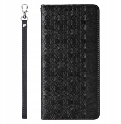 Këllëf libër magnetik për iPhone 14 Pro, me rrip dore, me xhepa për karta, i zi