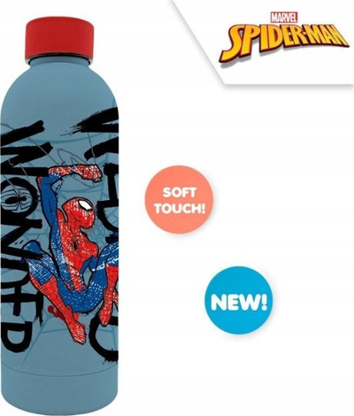 Shishe uji Kids Euroswan Spiderman, çelik inox, 500ml, blu me të kuqe