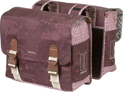 Çantë dyshe biçiklete Basil Boheme Double Bag, 35L, me reflektorë, ngjyrë e kuqe vishnje