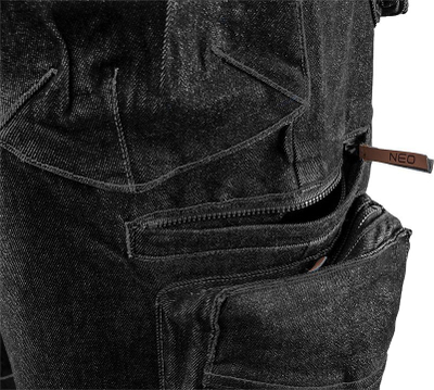 Pantallona të shkurtra pune Neo Tools Denim Black, xhins, XL, të zeza
