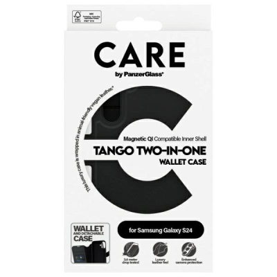 Këllëf-portofol PanzerGlass CARE Tango Two-in-One, me Qi, për Samsung Galaxy S24, i zi