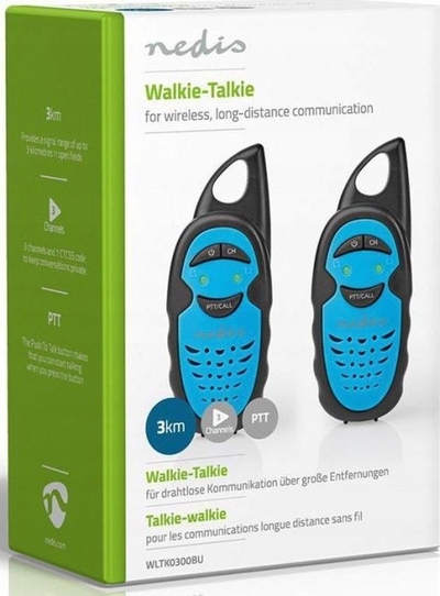 Radiolidhje Walkie Talkie Nedis WLTK0300BU, 3 km, 3 kanale, zi me blu