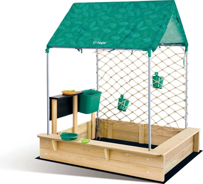 Kuti rëre Hape Multifunctional Sandpit, me çati UV, shumëfunksionale, druri natyral