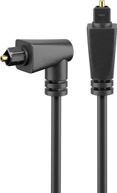 Kabllo optike audio Goobay Toslink, 2m, kënd 90° rrotullues, e zezë