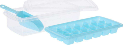 Kallëp kube akulli me enë dhe lugë, nxjerrje e lehtë, plastike, transparent