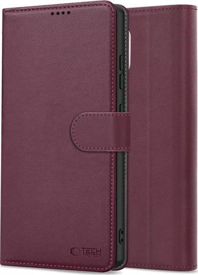 Mbulesë telefoni Tech-Protect Wallet për iPhone 16E, me xhepa për karta, funksion për ta bë TV, ngjyrë mulberry