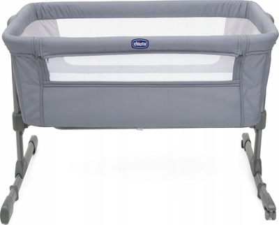 Djep anës krevatit Chicco Next2Me Essential Stone, 6 nivele lartësie, me rrota, gri