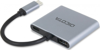Docking station Dicota D32063, USB C, kompakt, argjendtë