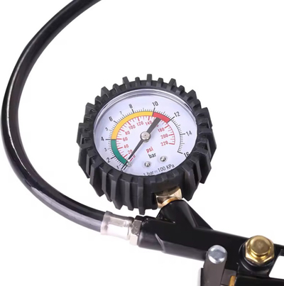 Pompë ajri pneumatike për goma, manometër 16 bar 220 PSI, lidhje 1/4", e zezë