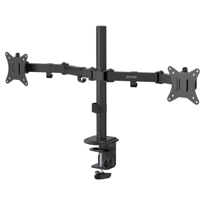 Mbajtëse tavoline për monitor Savio UM-03, për 2 monitorë 17-32", rrotullim i rregullueshëm, e zezë