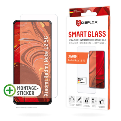 Mbrojtëse ekrani Displex Smart Glass për Xiaomi Redmi Note 12 5G, xham hibrid 9H, transparente