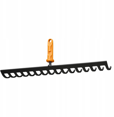 Grabujë toke Fiskars QuikFit, 16 dhëmbë, 40 cm, portokalli e zezë