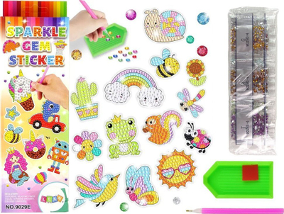 Set sticker diamant LeanToys Animals Garden Rainbow Mosaic, mozaik dekorativ, për fëmijë