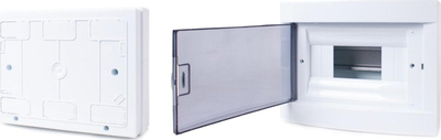 Kuti shpërndarëse Adelid RM-NT-08T, 8 module, montim sipërfaqësor, e bardhë