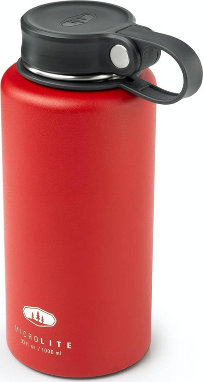 Shishe termike GSI Microlite 1000, 1L, çelik inox, e kuqe