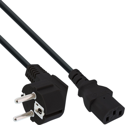 Kabllo rryme InLine Power Cable, CEE 7/7 këndore, 3-pin IEC C13, 1m, e zezë