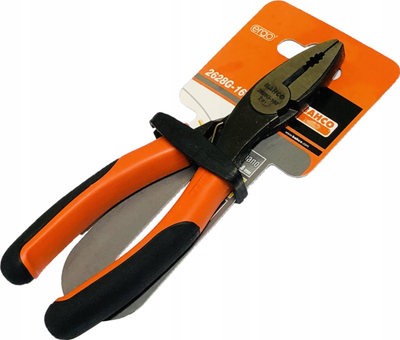 Pinca kombinim Bahco 2628G-160, 160mm, me dorezë të rehathme, portokalli me të zezë