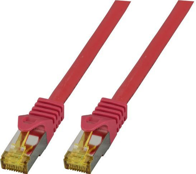 Kabllo patchord EFB, S / FTP, Cat.6A, LSZH, Cat.7, 0.25 m, e kuqe