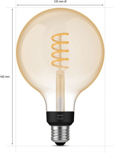 Llambë smart Philips Hue Giant Globe G125, LED, E27, dritë e ngrohtë dhe e ftohtë, nxirëse
