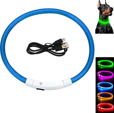 Qafore LED për qen, me USB që rikarikohet, e rregullueshme, shumëngjyrëshe