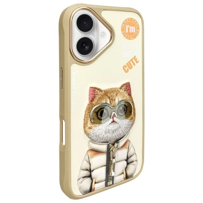 Mbulesë telefoni Nimmy Cool&amp;Cute 2.0 Cat për iPhone 16 6.1", TPU/PC, khaki