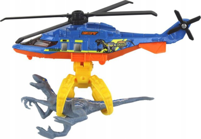 Lodër helikopter dinosaur Dino Hunter, set figurina, për fëmijë 3+, blu