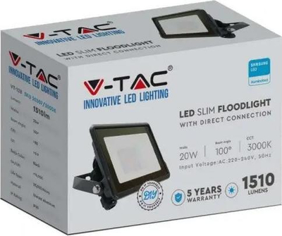 V-TAC 20W LED Рефлектор, Црн