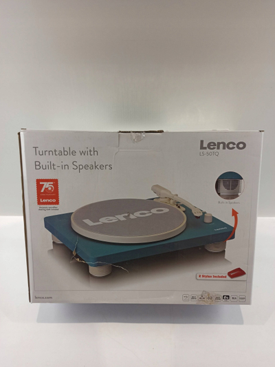 Gramafon Lenco LS-50TQ, belt-drive, me bokse të brendshme, blu