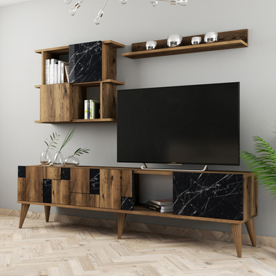 Set mobilie për TV Tronde 180×33.8×48.6 cm (HM9437.02), zezë