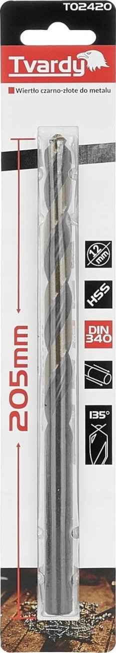 Freze metali Tvardy HSS T02420, 12mm, gjatësi 205mm, dyngjyrëshe