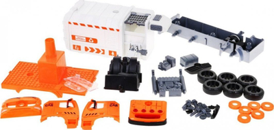 Lodër kamion plehrash Yiwan Toys ZAU.YW9084, me drita dhe zë, set edukativ me kosha, portokalli