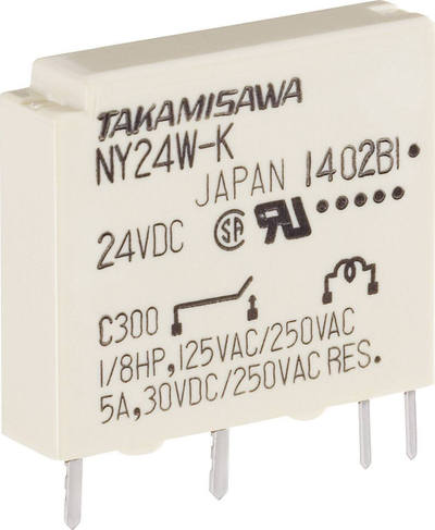 Relé PCB Takamisawa NY-24W-K-IE, 24V DC, 5A, e bardhë