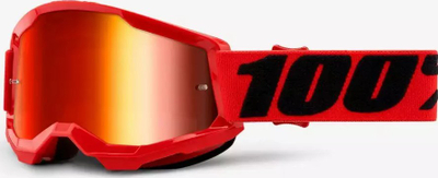 Syze motokrosi 100% Strata 2 Junior, xham i kthjellët, t’kuqe
