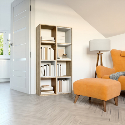 Рафт за книги Malax 2X4, со отворени прегради, sonoma oak