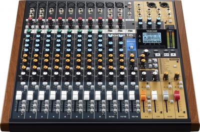 Mikser analog Tascam Model 16, 14 kanale, regjistrues digjital 16 pista, i zi