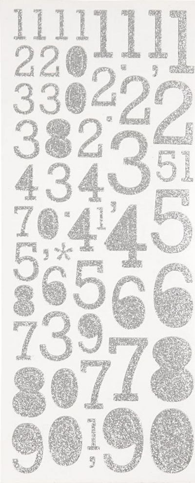 Letra Ngjitëse Glitter Company, numra argjendi