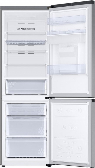 Frigorifer kombinë Samsung RB34C632ESA, No Frost, 3.5L rezervuar uji, gri metalik